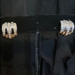 NWOT silvertone and CZ earrings